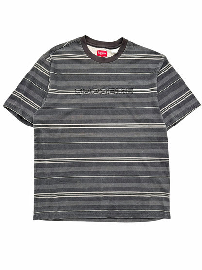 Grey Striped Cut Sew Embroidered Logo