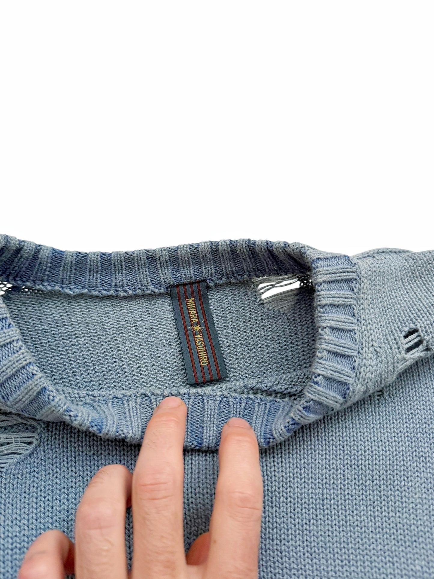 Distressed Fade Blue Sweater