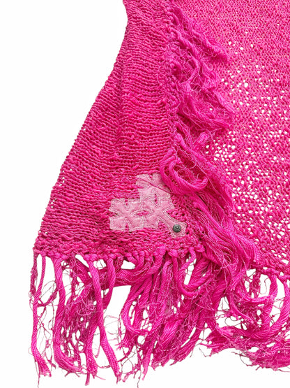6 Cross Pink Knit Shawl/Cape Scarf