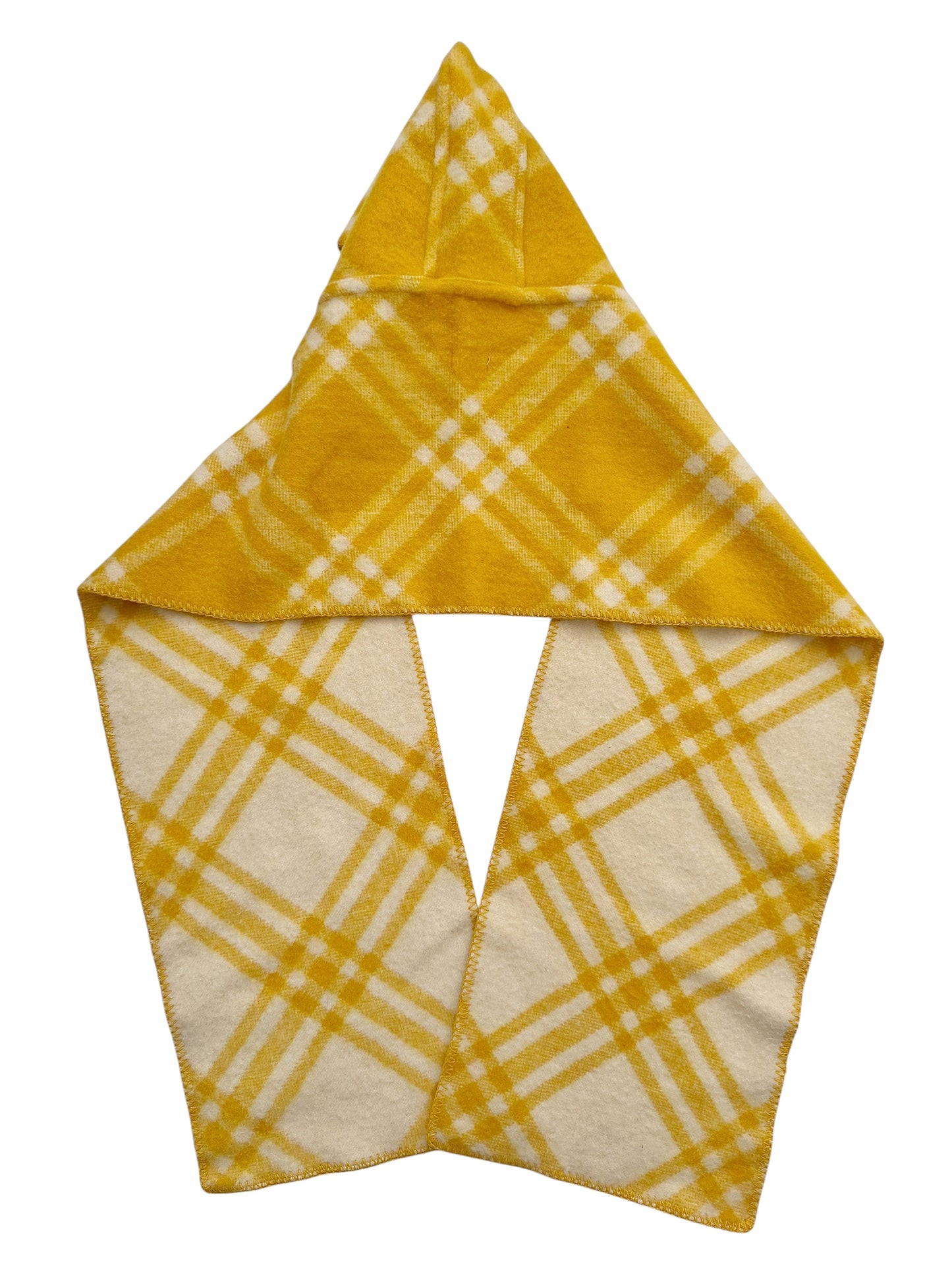 Wool Yellow Check Hooded Scarf