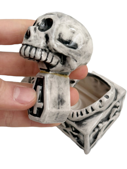 Black Ceramic Laughing Skulls Incense Booze Chamber