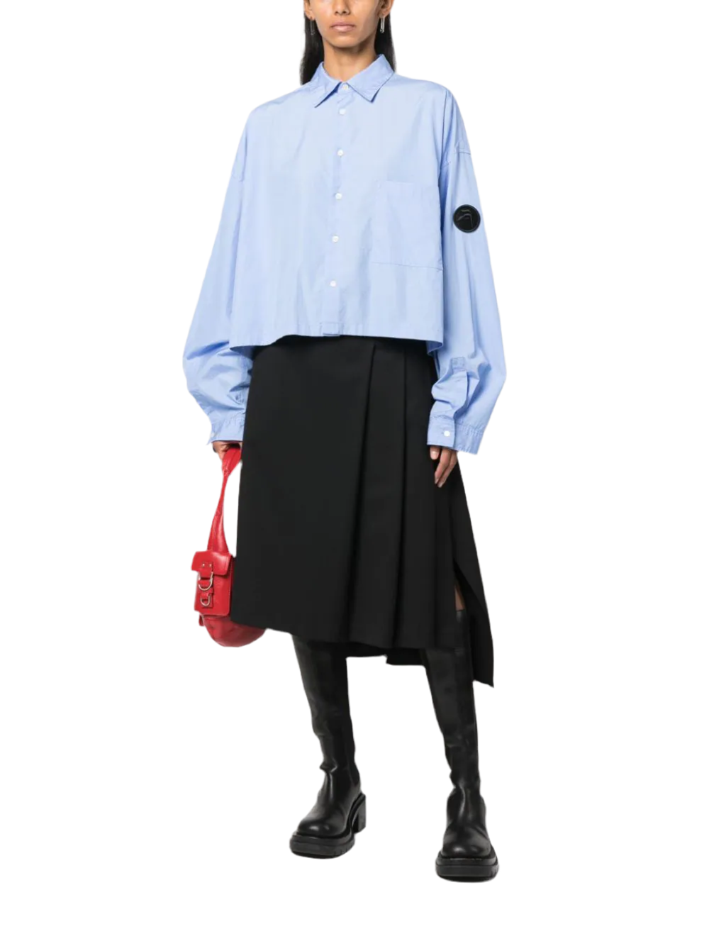 Cropped Poplin Blue Shirt