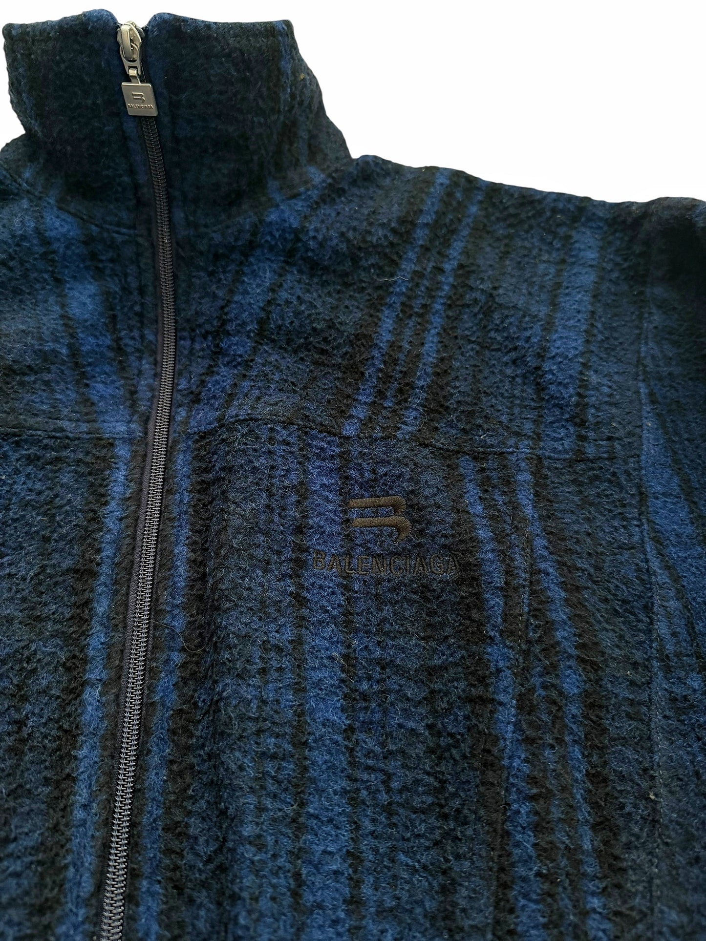 Wool Fleece Plaid Track Jacket