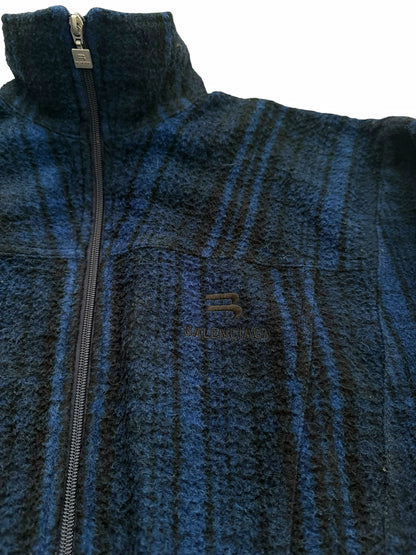 Wool Fleece Plaid Track Jacket