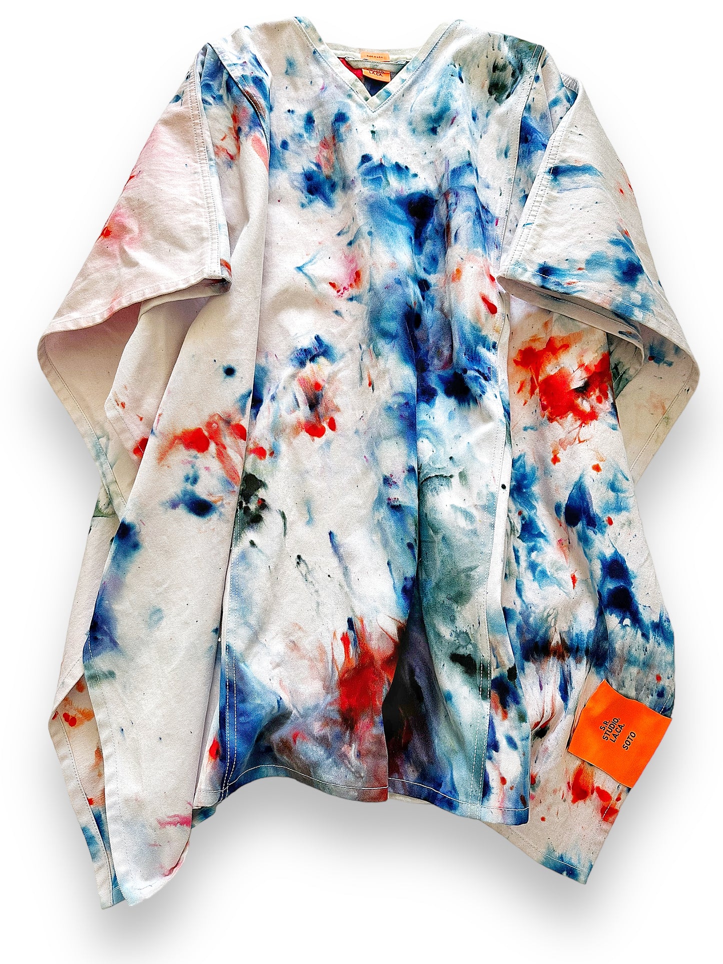 Bleach Painted Denim Poncho