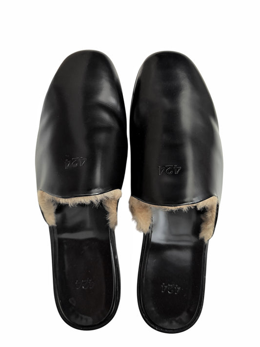 “Hoorsenbuhs” Fur Lined Logo Mules