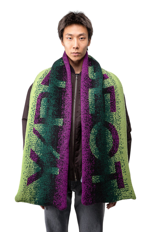 Giant Intarsia Purple/Green Scarf