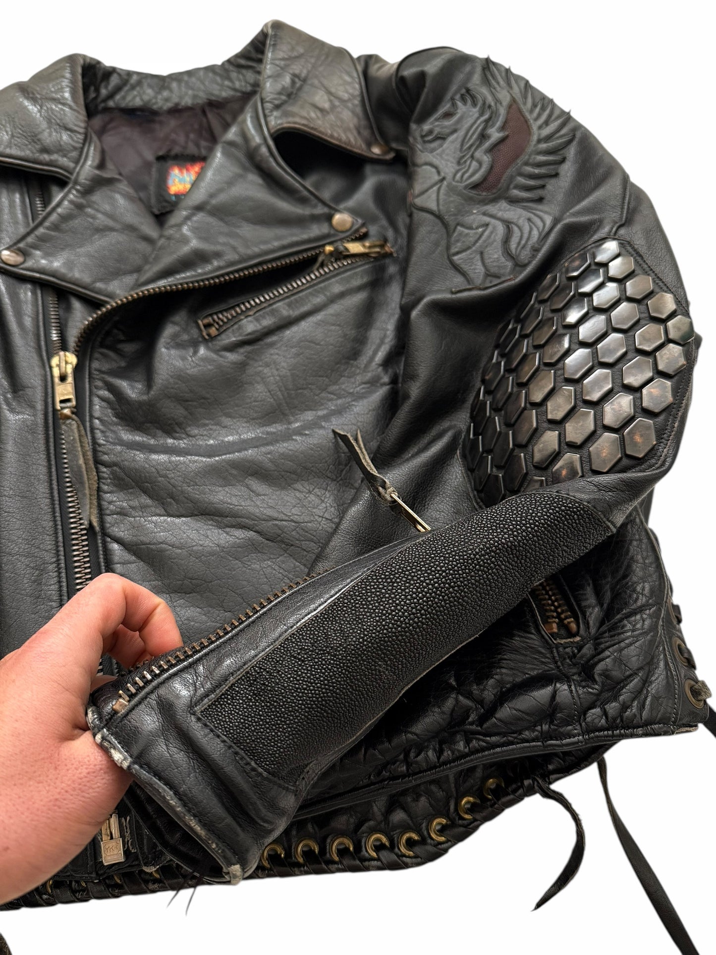1980’s Custom Order Brass & Stingray Armored Leather Jacket