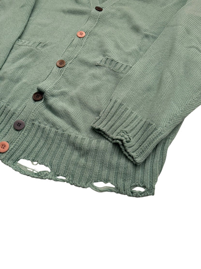 Distressed Faded Green Cardigan
