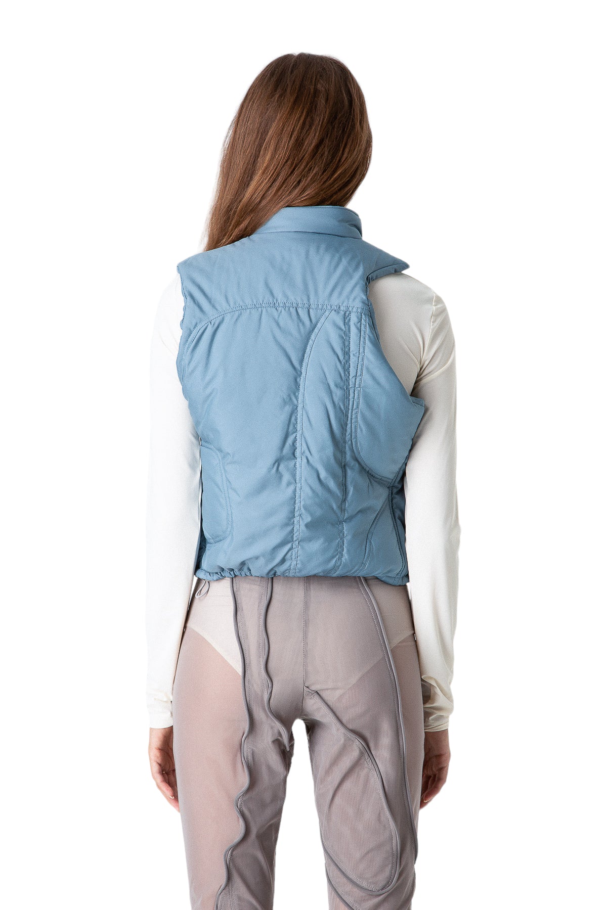 Recycled Asymmetric Puffer Zip Vest