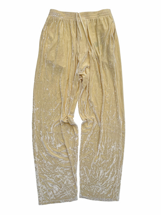 Gold Baggy Velour Drawstring Pants