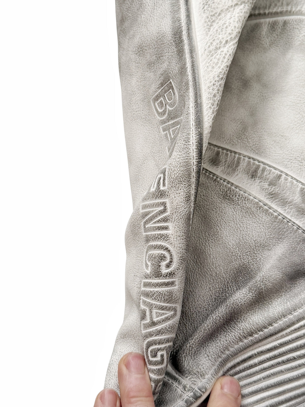 Mud Show White Leather Biker Pants