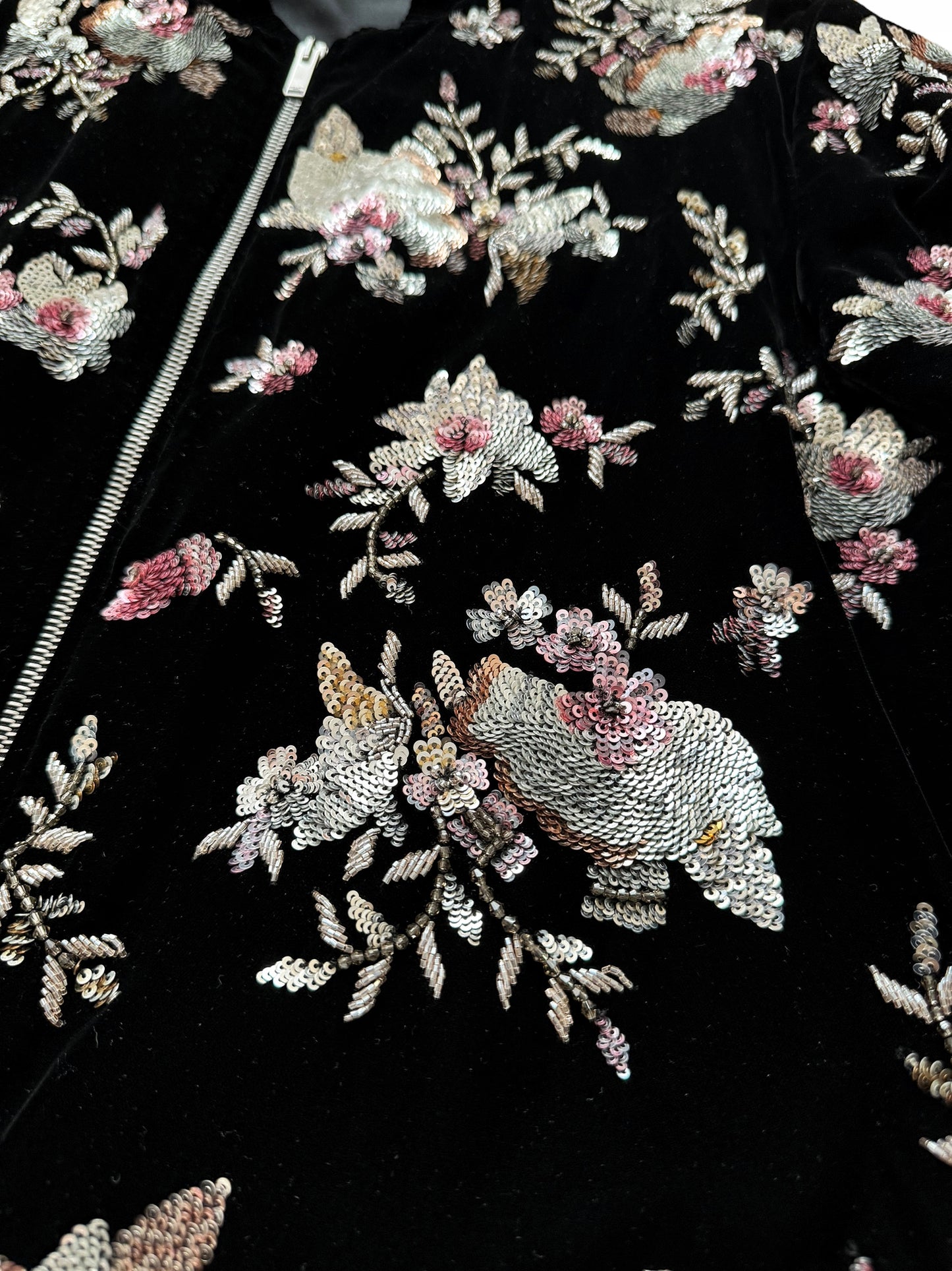 2019 Runway Velvet Sequin Teddy Bomber Jacket