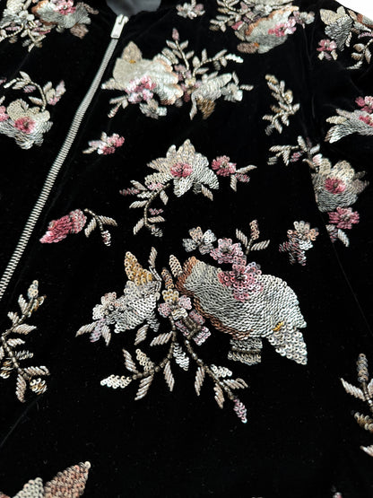 2019 Runway Velvet Sequin Teddy Bomber Jacket