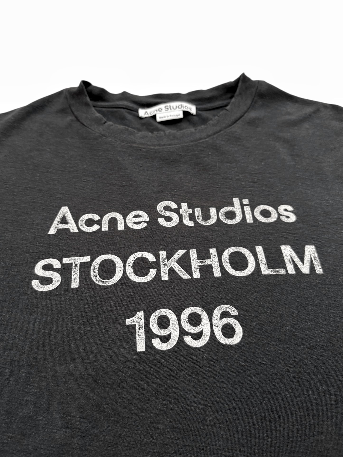 Cropped Distressed Logo Shirt