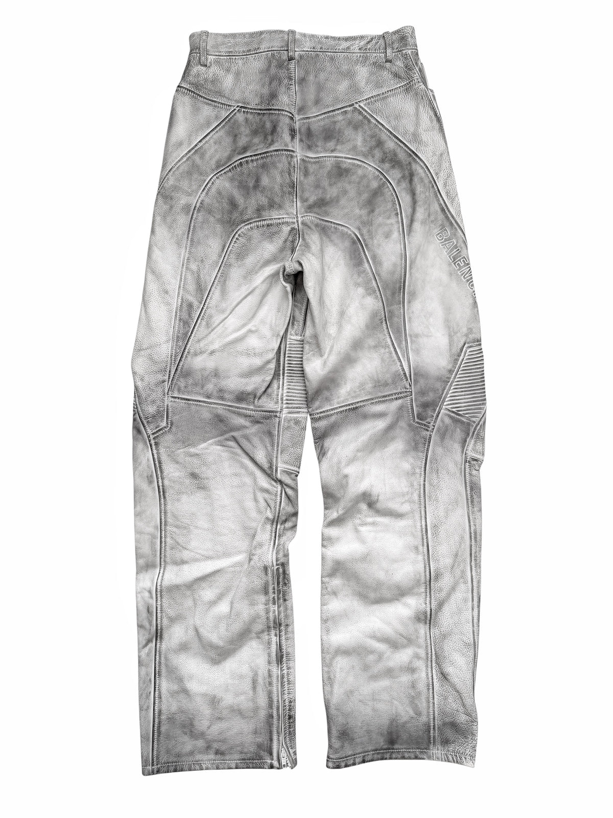 Mud Show White Leather Biker Pants