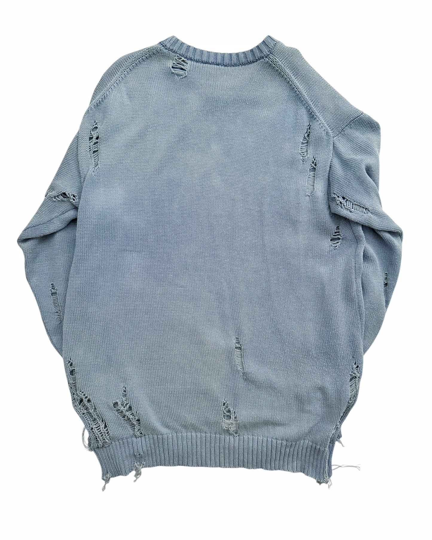 Distressed Fade Blue Sweater