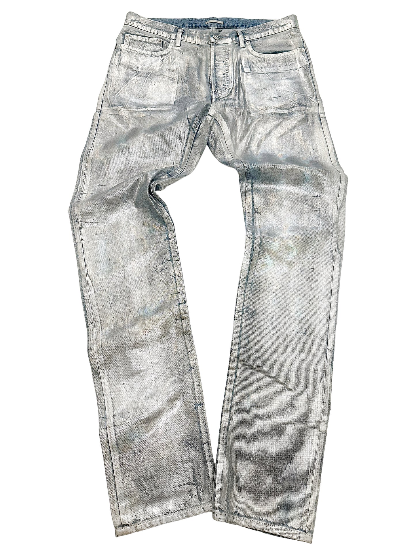 Metallic Rainbow Metallic Wax Coating Denim