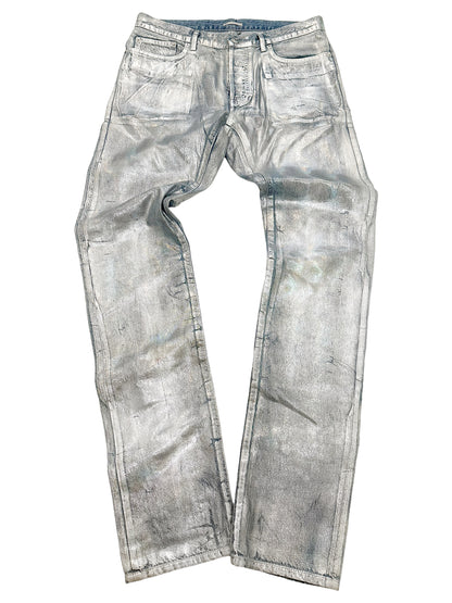 Metallic Rainbow Metallic Wax Coating Denim