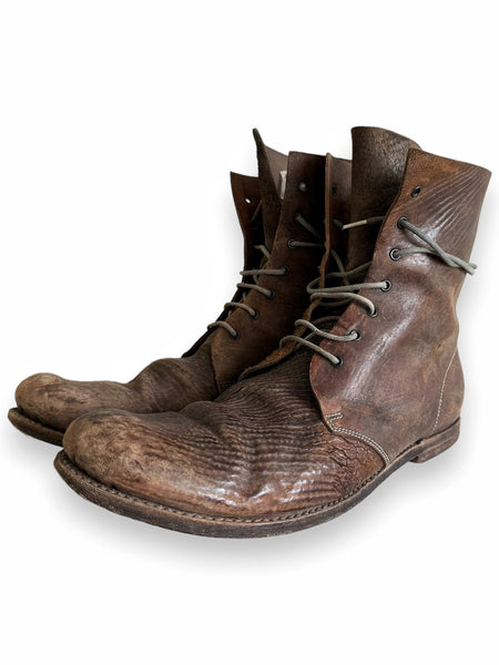 Reverse Horse Leather Lace Boots