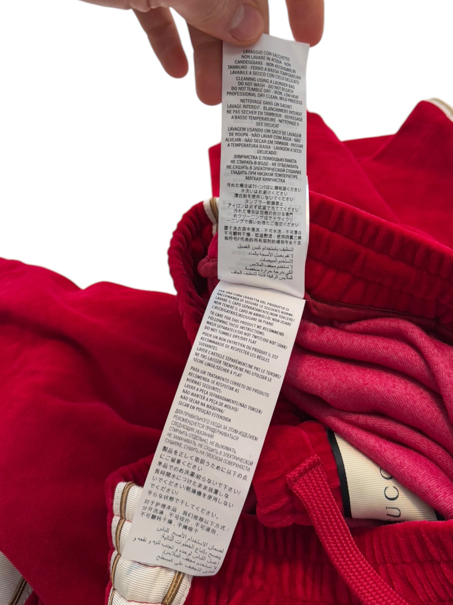 Chain Stitch Goth Logo Red Velvet Shorts