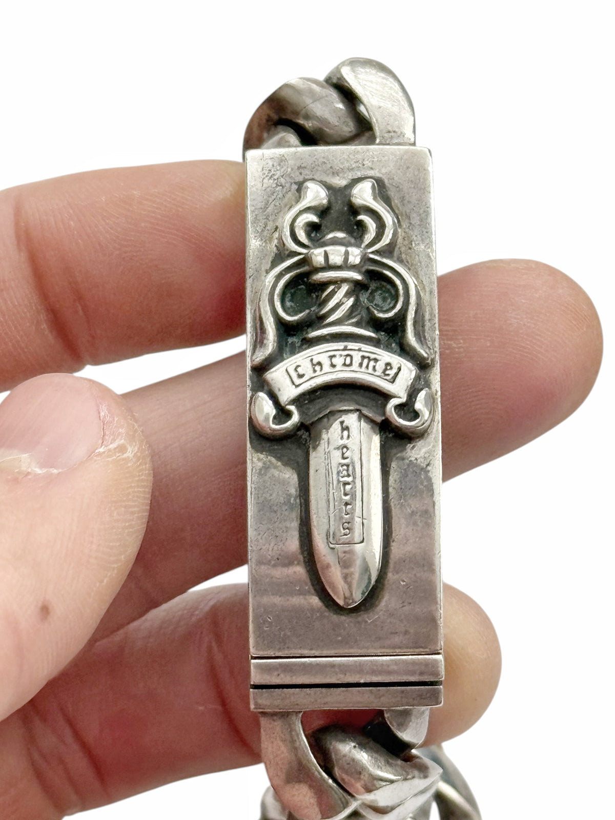 OG Large Dagger ID Silver Bracelet
