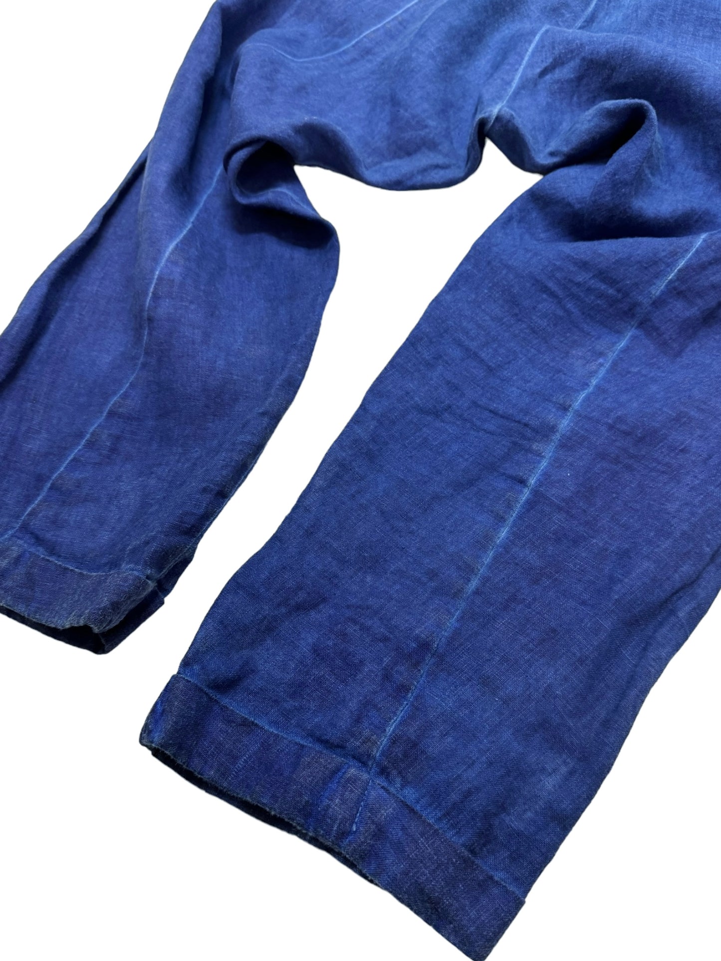 2019 Blue Indigo Object Dye Drop Crotch Trousers