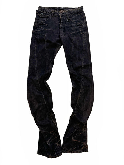 Distress Washed Twisted Flare Denim