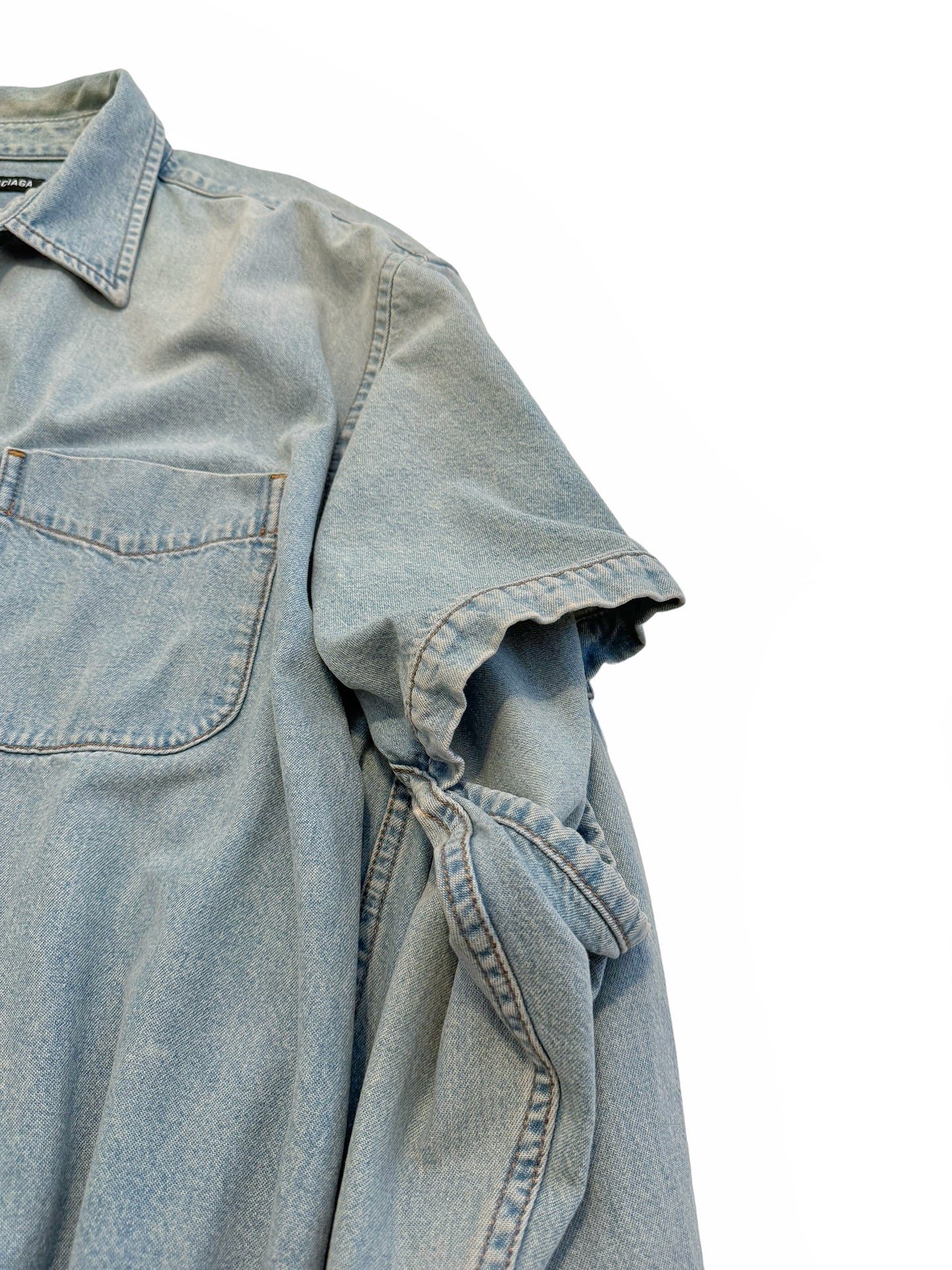 Arm Slit Baggy Denim Shirt