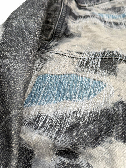 Distressed Leather (Denim Effect) Trucker Jacket