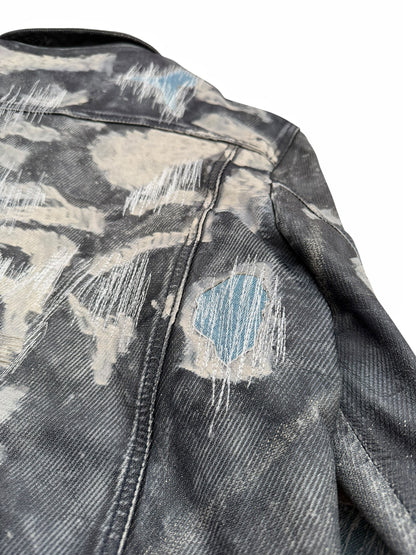 Distressed Leather (Denim Effect) Trucker Jacket