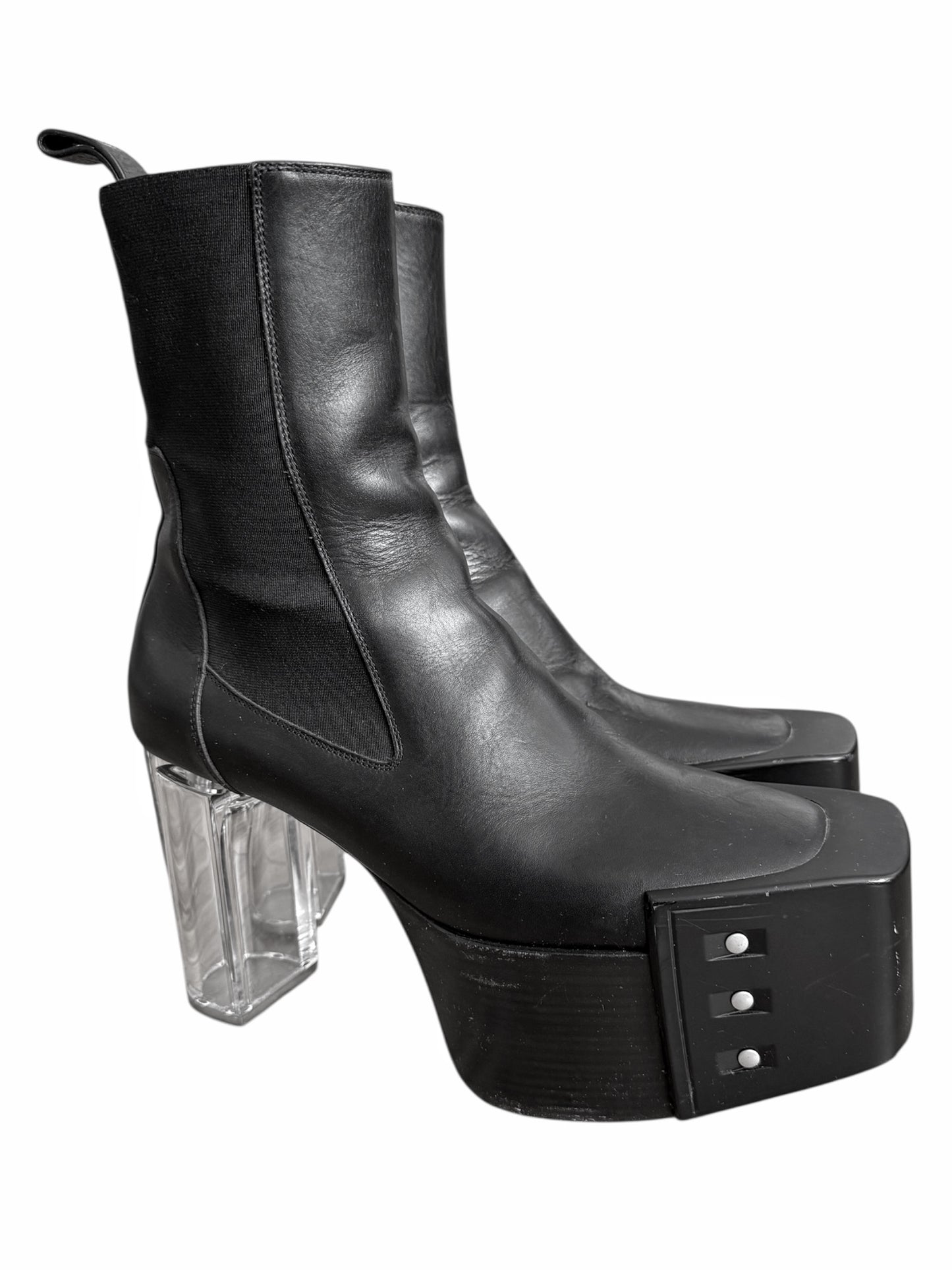 Black Clear Heel Kiss Platform Heels