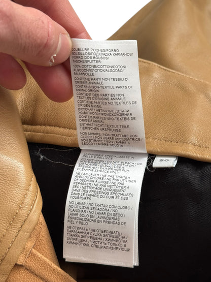 “Cashmere Nappa” Leather Pleat Baggy Pant