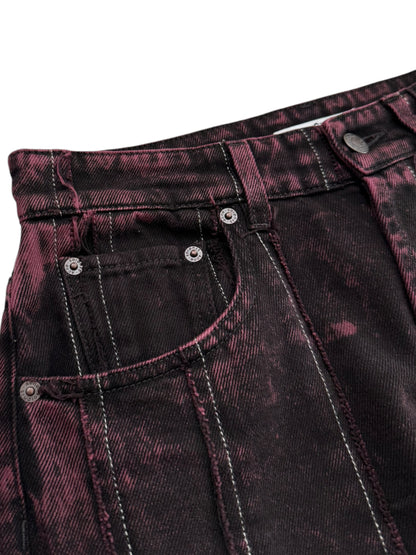 Overdyed Strip Patchwork Denim