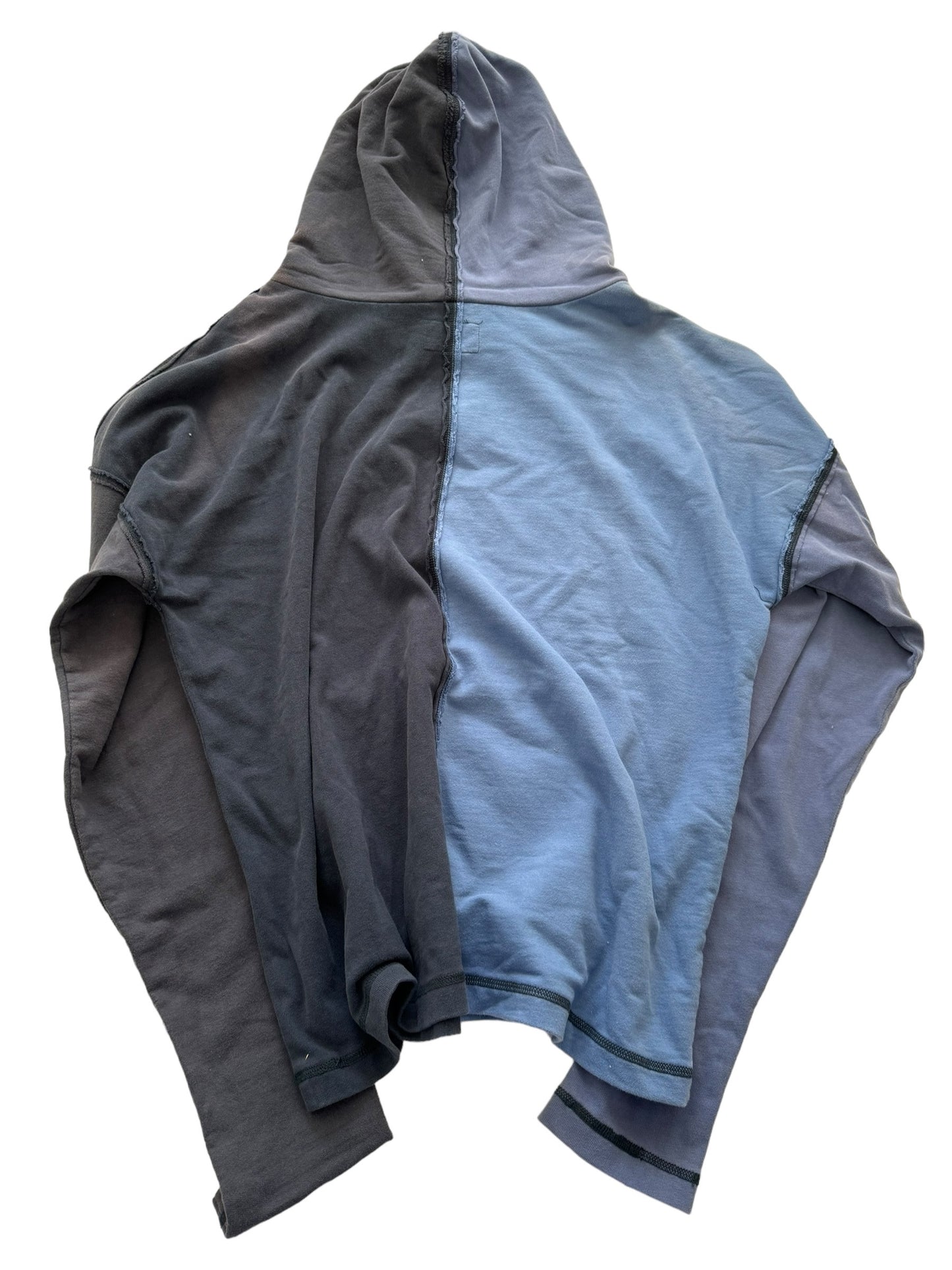 Sample Blue Patchwork Bleached Hoodie