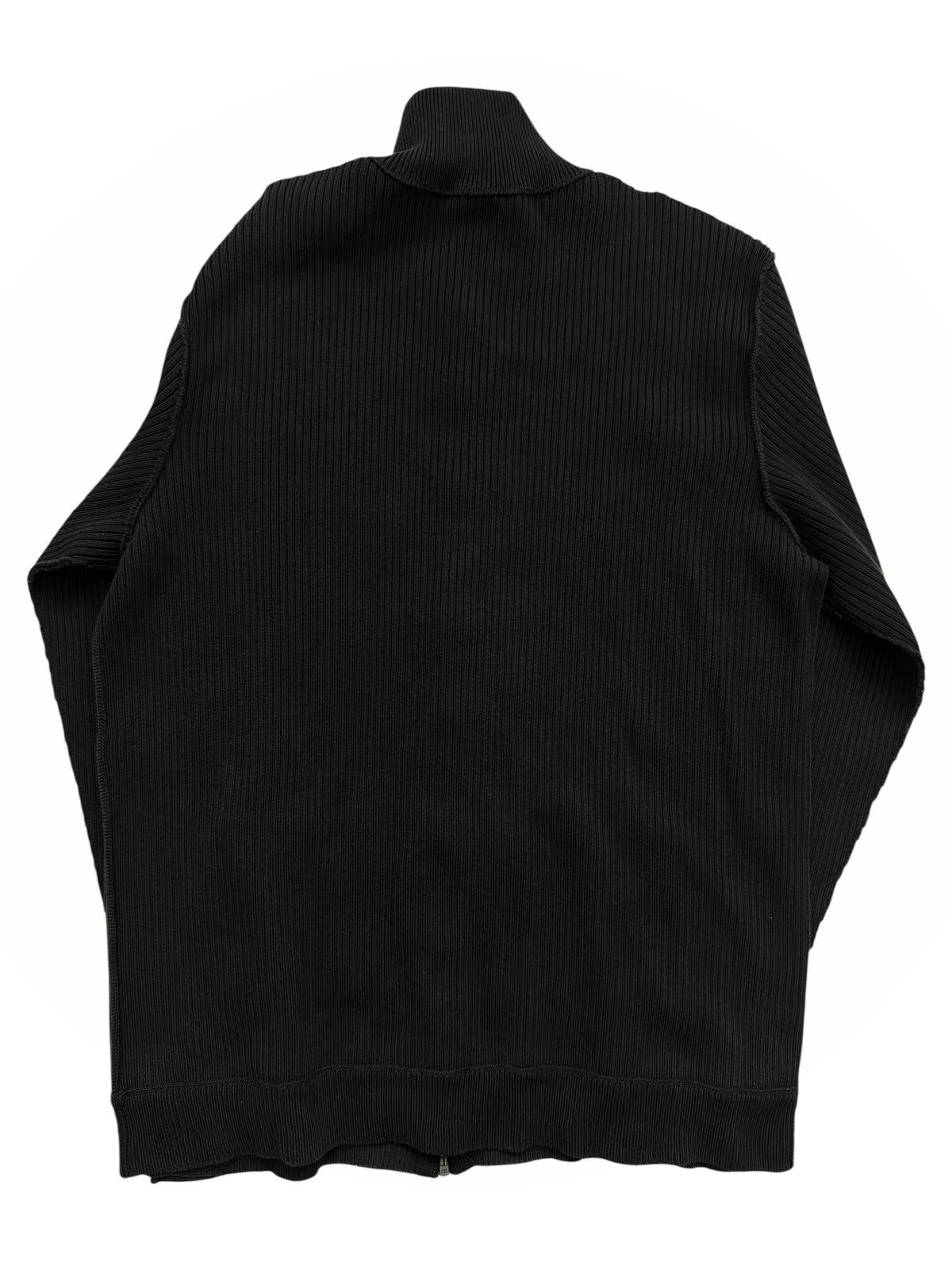 Ribbed Knit Zip Denim Embroidered