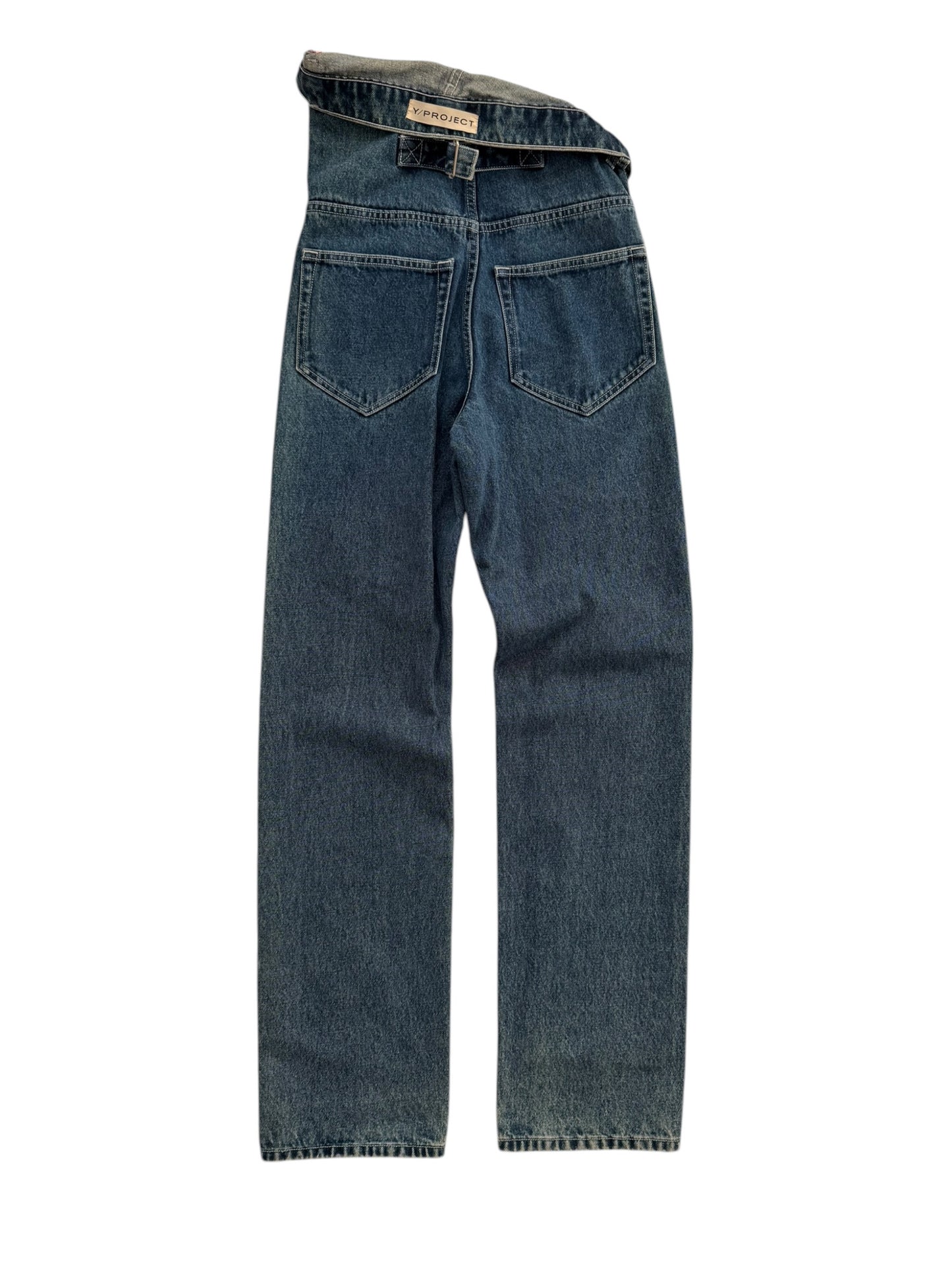 Asymmetric Flap Waist Denim Jeans