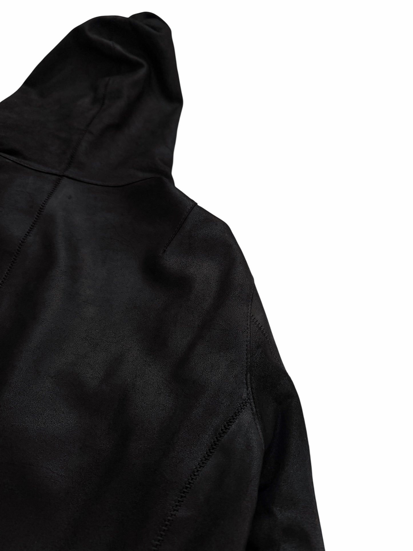 Full Zip Distressed Goat Skin Hoodie