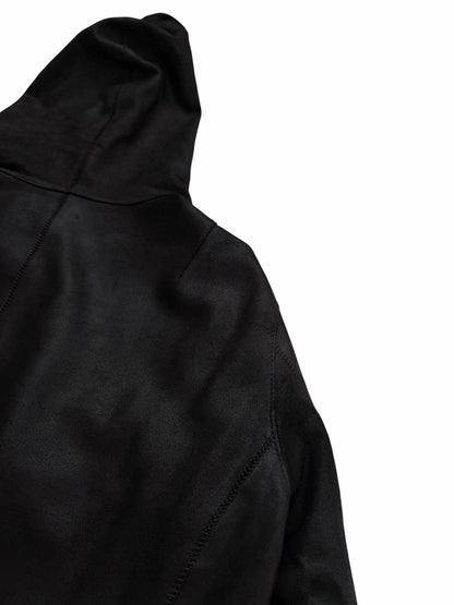 Full Zip Distressed Goat Skin Hoodie