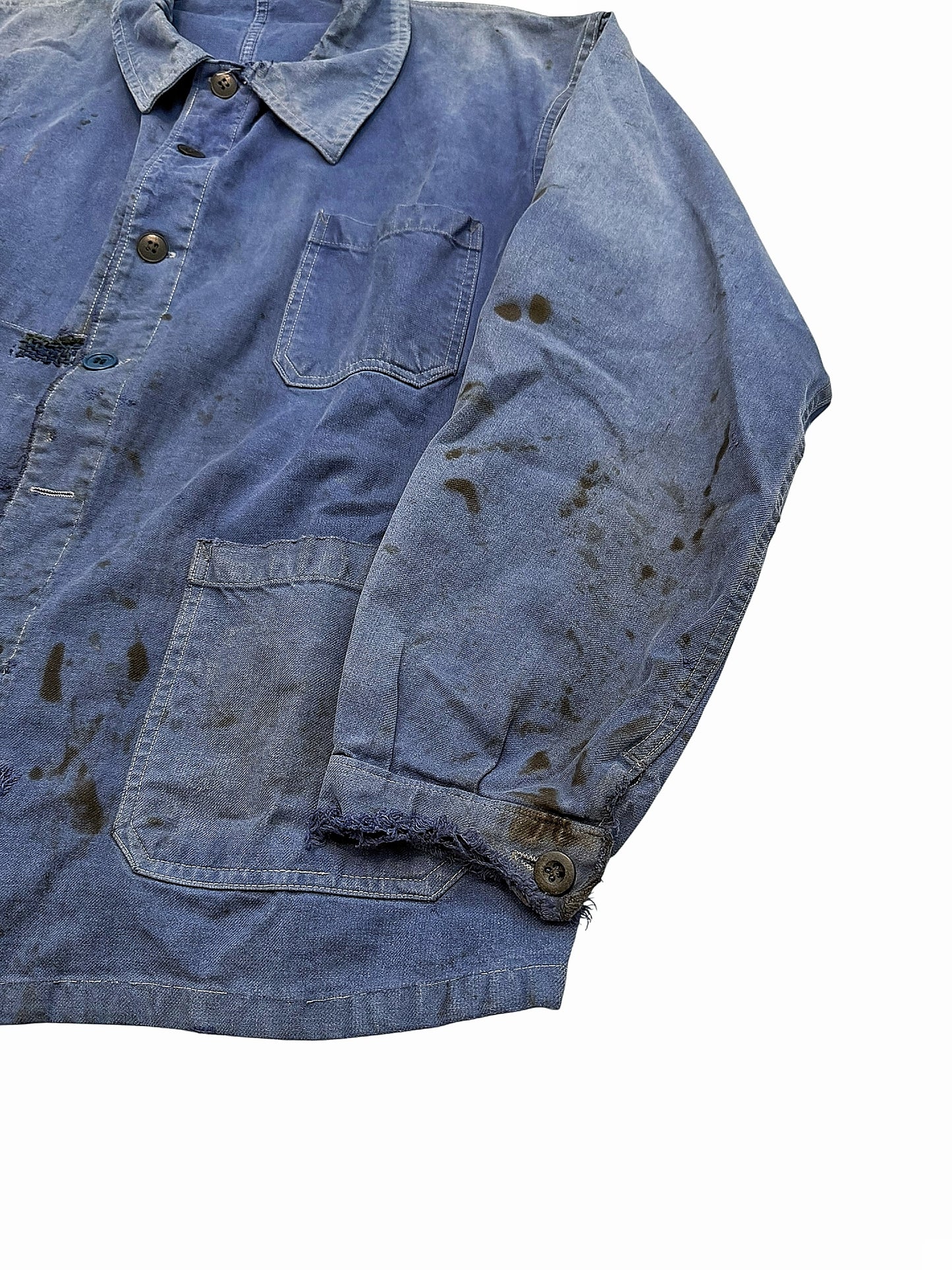 1930’s Distressed Repaired Indigo French Workwear Chore Jacket