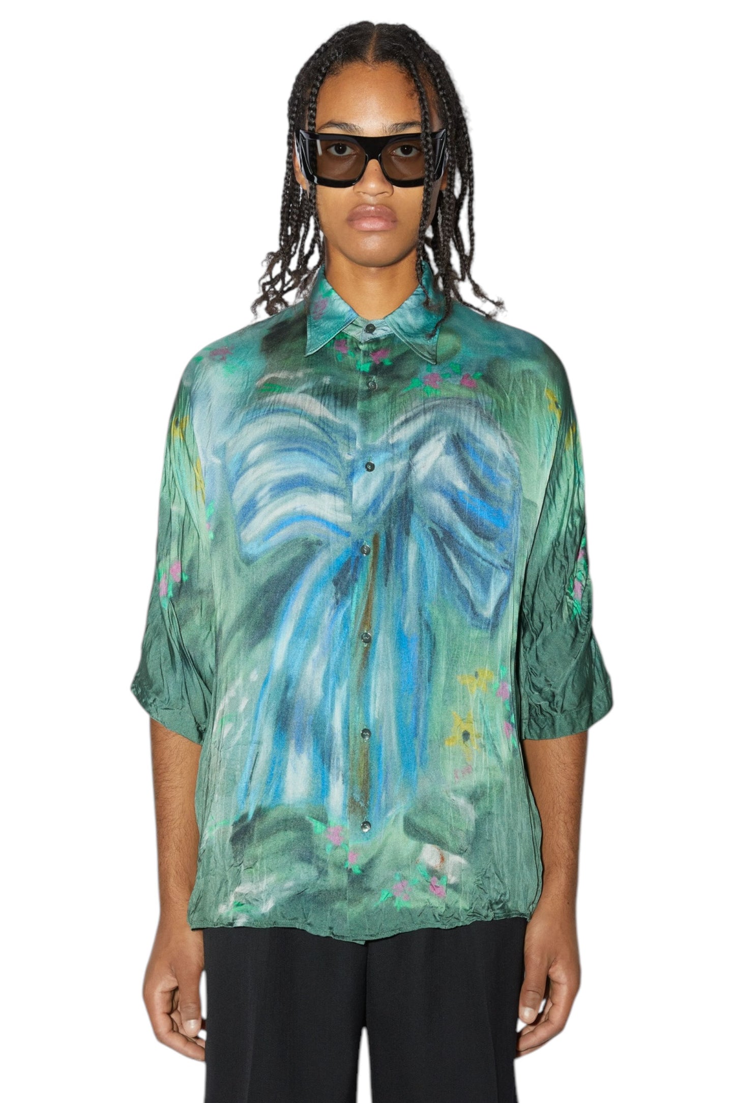 Wrinkle Rayon Abstract Shirt