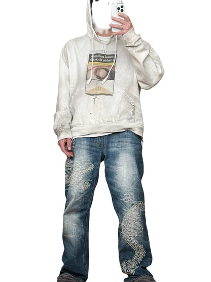 Italian Cigarette Blindness Distressed Hoodie