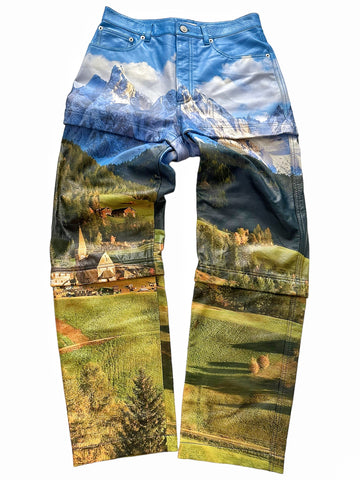 2018 Leather Mountain Scene Convertible Pants