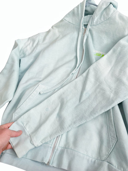 St Barths Exclusive Blue Overdyed Zip Rhodium Hoodie