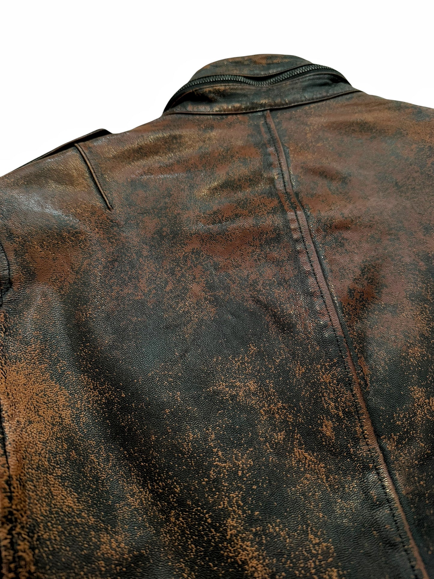 Yohji x Backlash “Rust” Speckled Spray Goat Leather Ballistic Jacket