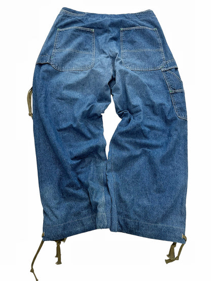 Vintage Reconstructed Layer Baggy Zip Denims