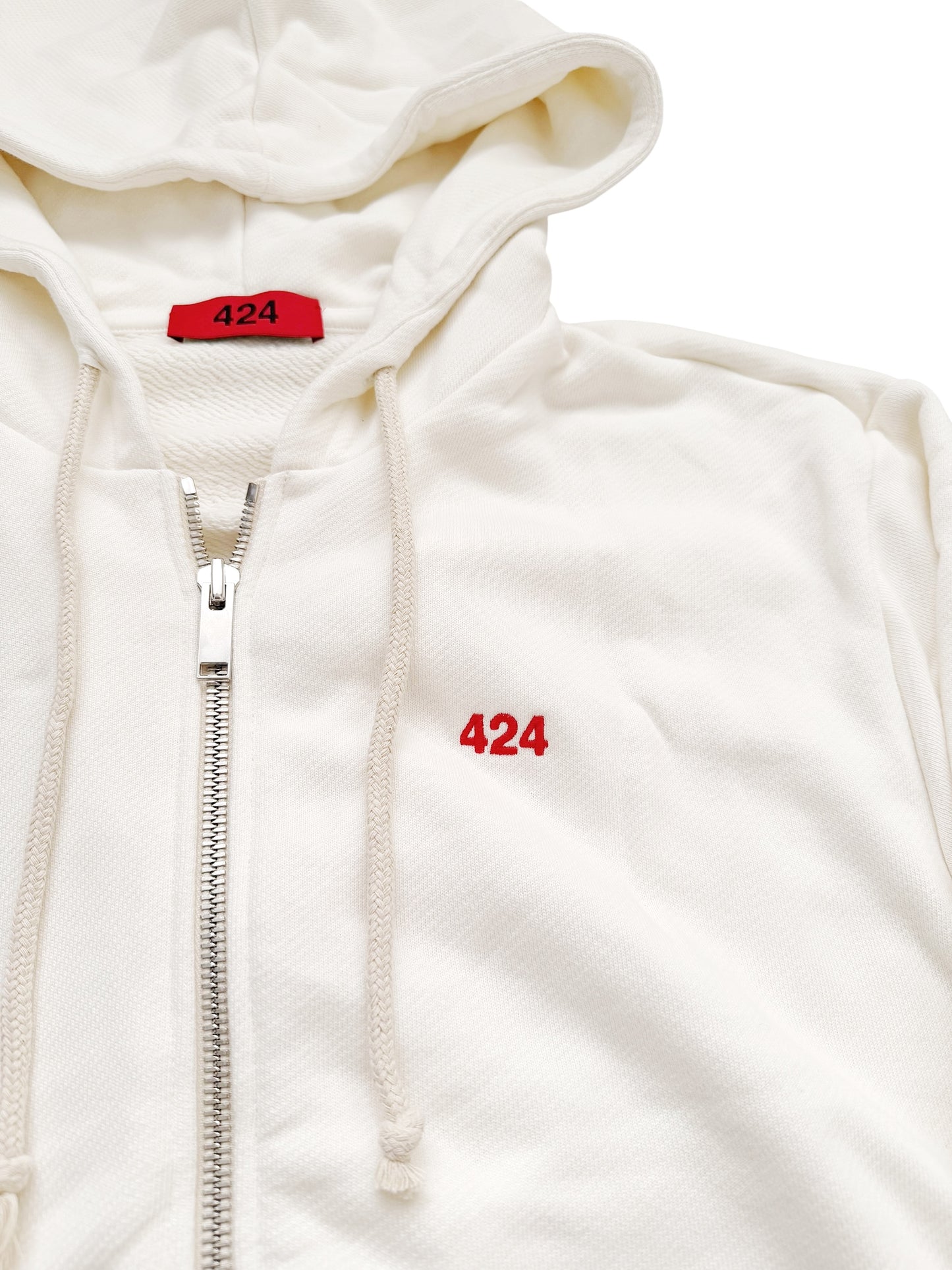 Zip Logo White Hoodie