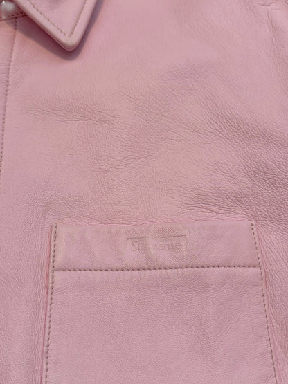 Pale Pink Lamb Leather Shirt Jacket