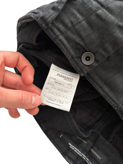 Layered Denim Gas Mask Cargo Pants