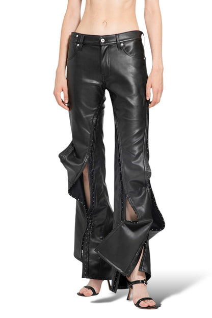 Hook Eye Flare Vegan Leather Pants